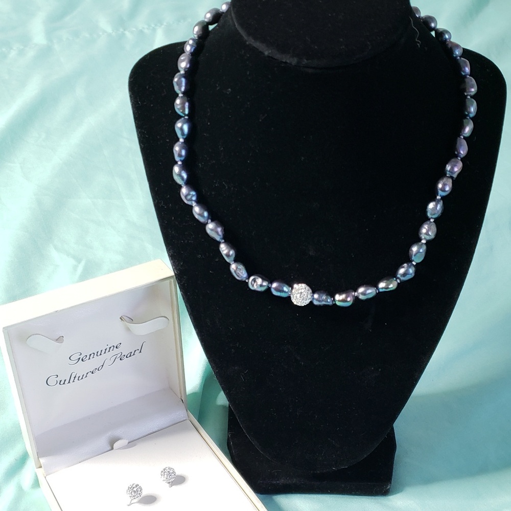 Genuine Pearl and Cubic Zirconia Set